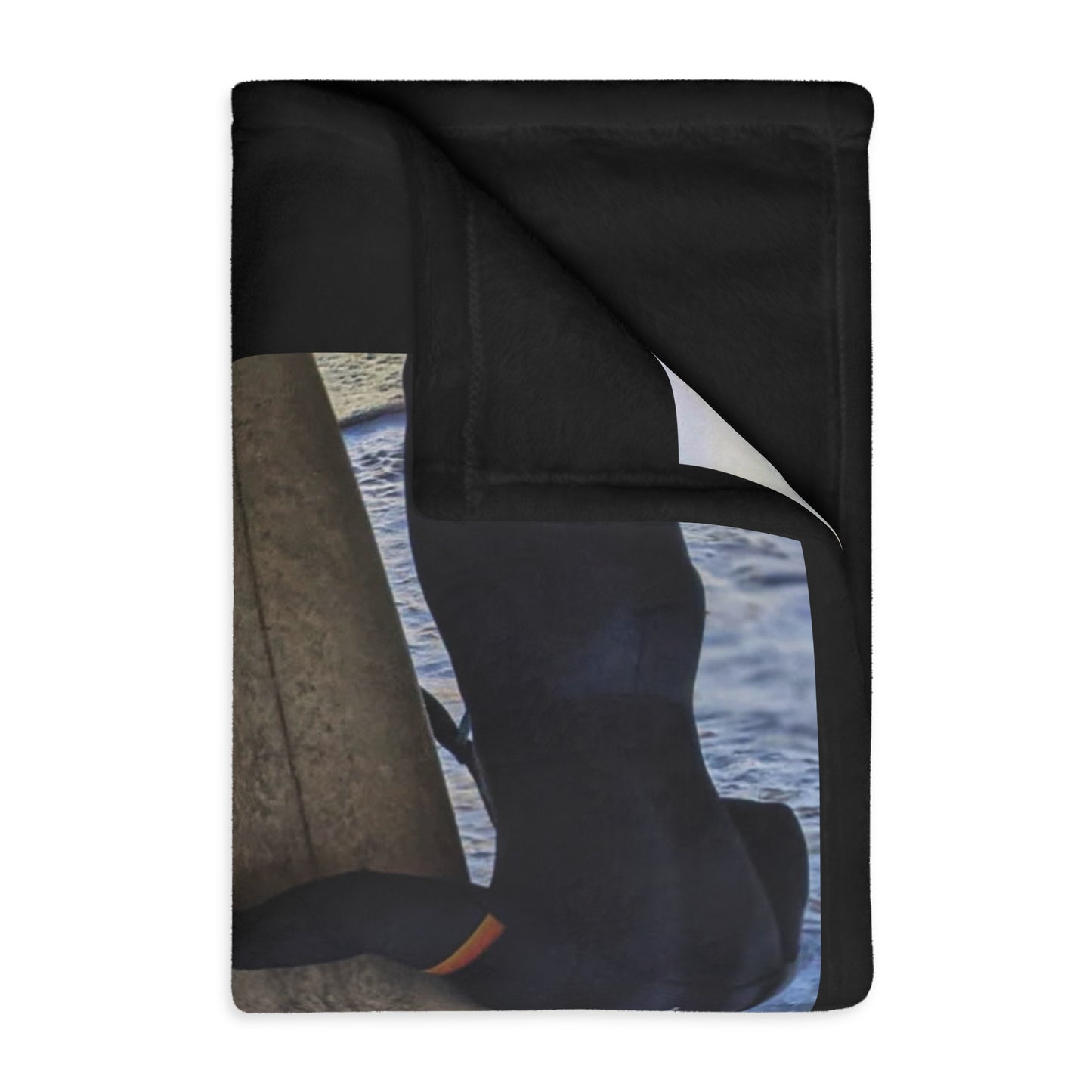 Swamis Vibe Encinitas California JSE Designs Surfer Sunset Blanket #2. Velveteen Microfiber Blanket - Swamis Vibe Surfer Sunset Beach California Two-sided Print