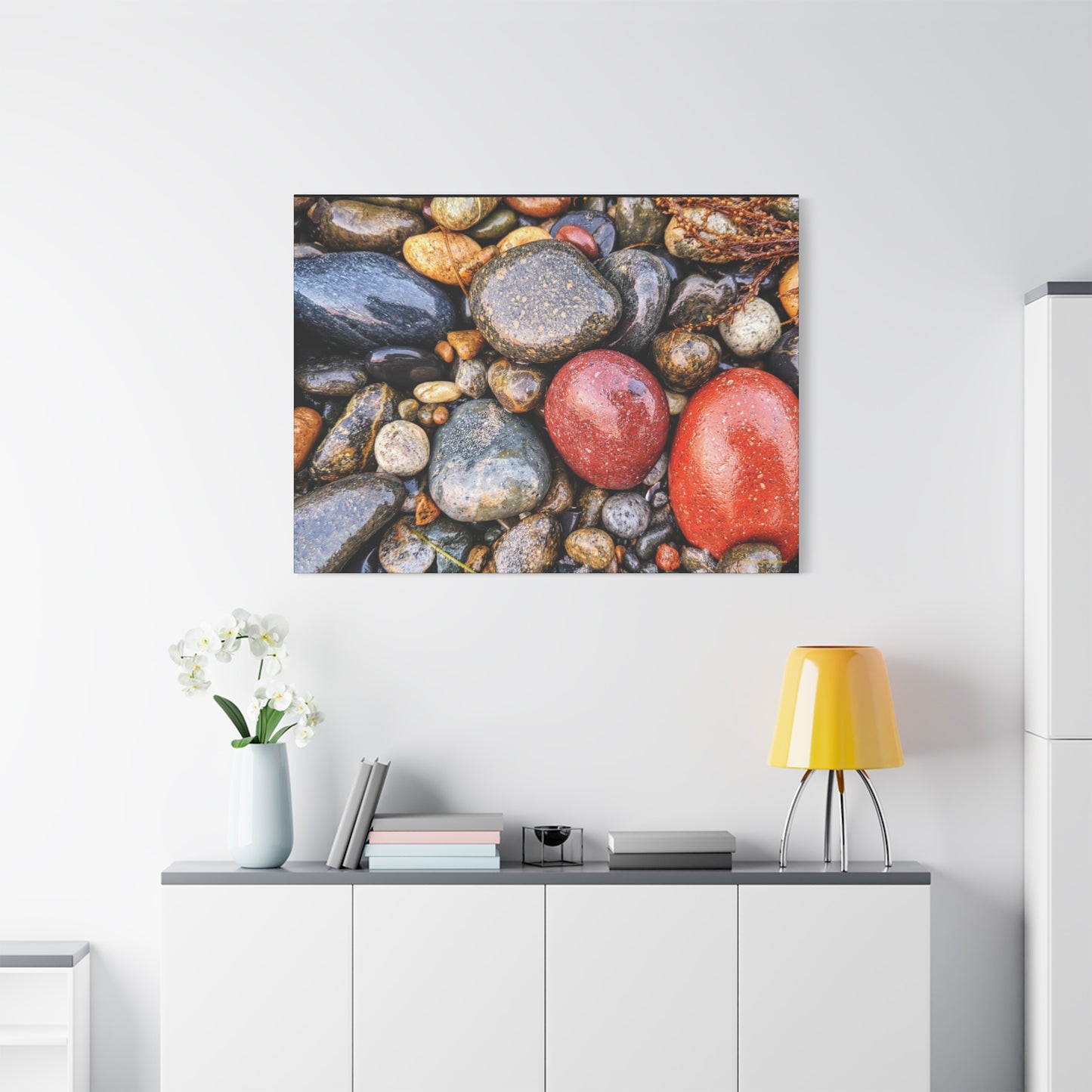 Swamis Vibe Encinitas California JSE Photograph - Beach Rocks Mix #426 Natural Stone Art Canvas, Home Decor, Wall Art, Gift for Nature Lovers, Rustic Aesthetic, Gallery Wrap Print