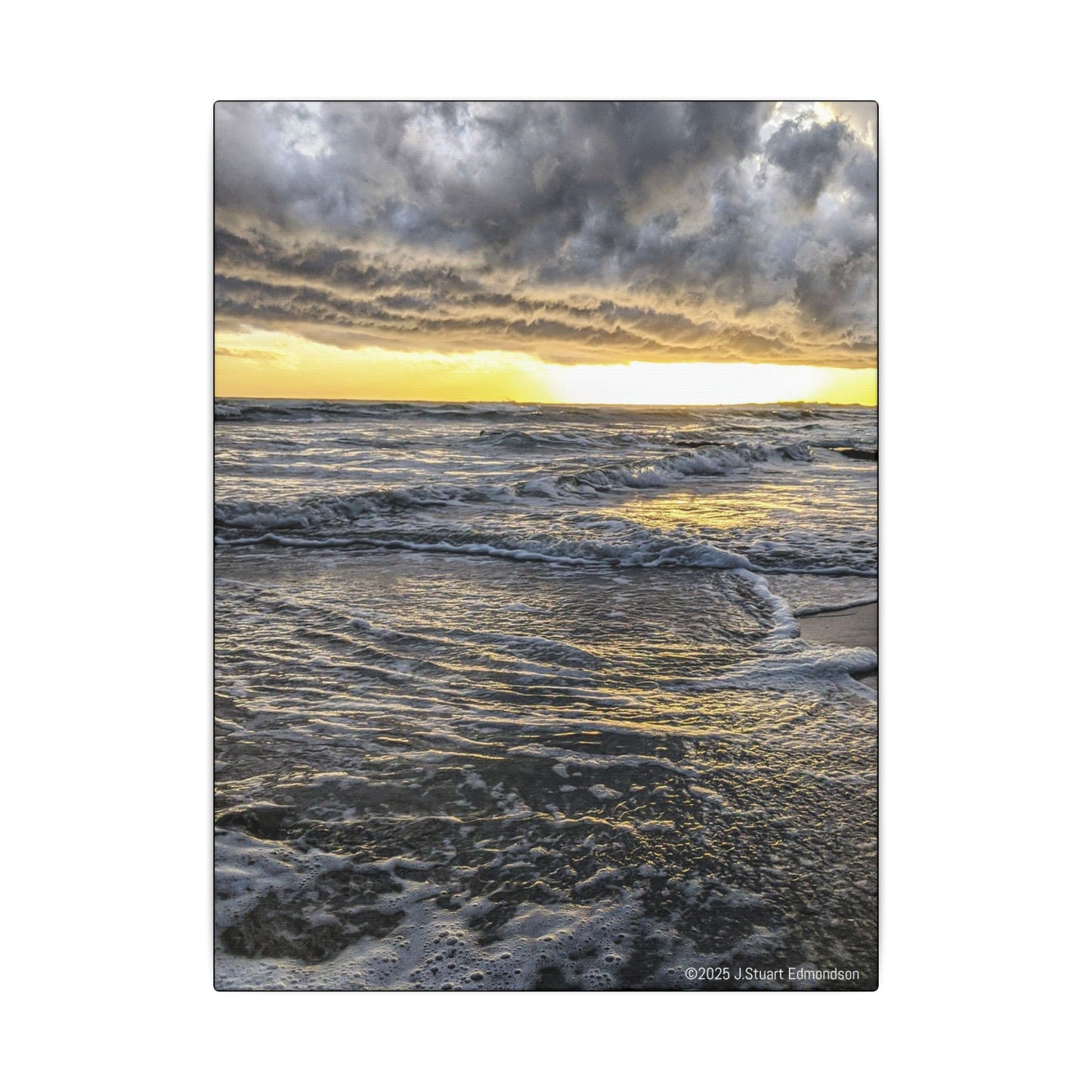 Swamis Vibe Encinitas California JSE Photograph #407 Sunset Stormy Stretched Canvas Art, Beach Sunset Wall Decor, Coastal Home Decor, Seascape Print, Gift for Ocean Lovers