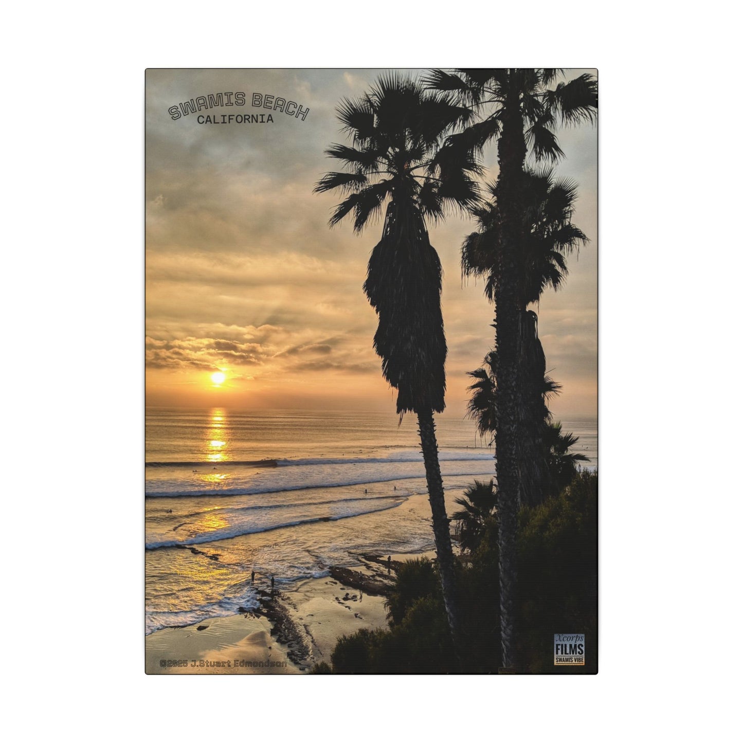 Swamis Vibe Encinitas California JSE Photograph #259 Swamis Winter Sunset Canvas Wall Art, Coastal Home Decor, Beach Vibes, Room Aesthetic, California Sunset, Gift for Ocean Lovers