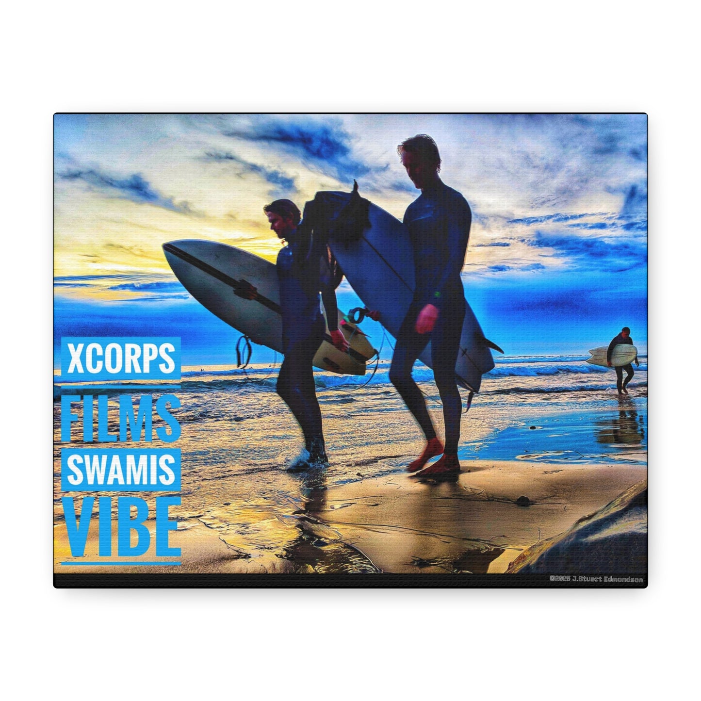 Swamis Vibe Encinitas California JSE Photograph #341 Blue Sunset Surfers Surfing Vibe Canvas Art, Beach Decor, Coastal Wall Art, Surfer Home Decor, Ocean Inspired Art, Summer Aesthetic