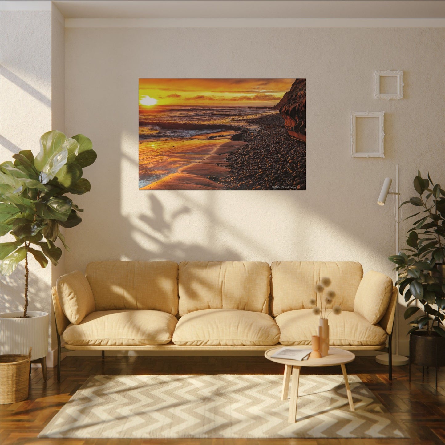 Swamis Vibe Encinitas California JSE Photograph #308 Swamis Reef Sunset Beach Canvas Art, Stretched Wall Decor, Coastal Home Decor, Ocean Sunset Artwork, Beach Lover Gift