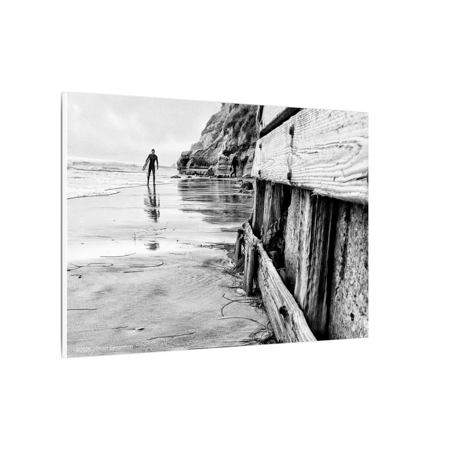 Swamis Vibe Encinitas California JSE Photograph #1221 Surfer on Swamis Beach BW Surfing Wall Art Print, Black and White Coastal Decor, Beach Lover Gift, Home Office Artwork, Surfer Canvas