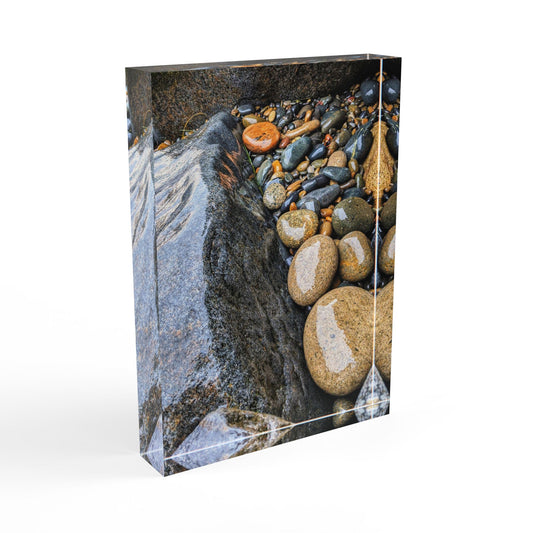 Swamis Vibe Surf and Sunsets Gallery Presents River Rocks and Melted Rocks 3D Photo Block Natural Stone - Custom Home Decor, Photography Display, Gift for Nature Lovers, Wall Art, Unique Keepsake