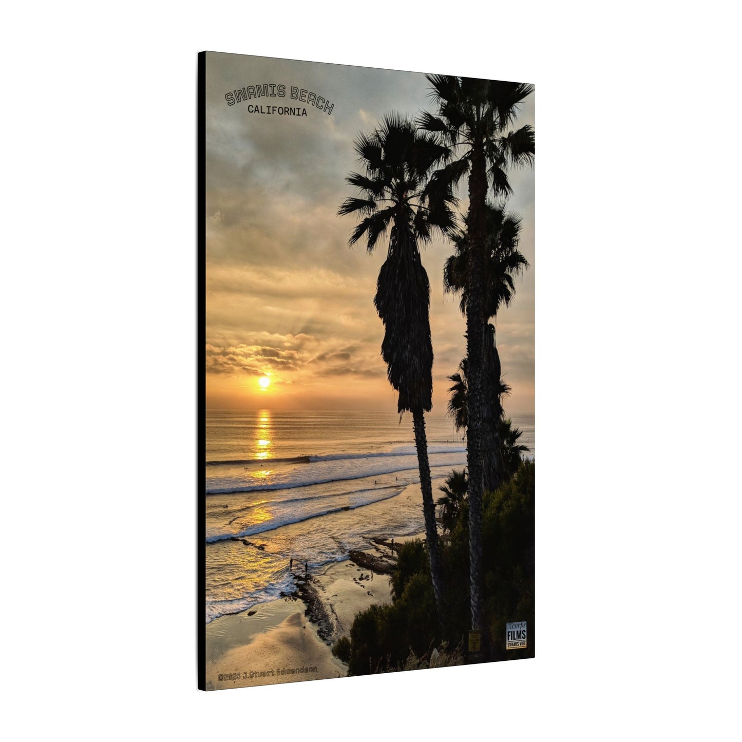 Swamis Vibe Encinitas California JSE Photograph #259 Swamis Winter Sunset Canvas Wall Art, Coastal Home Decor, Beach Vibes, Room Aesthetic, California Sunset, Gift for Ocean Lovers