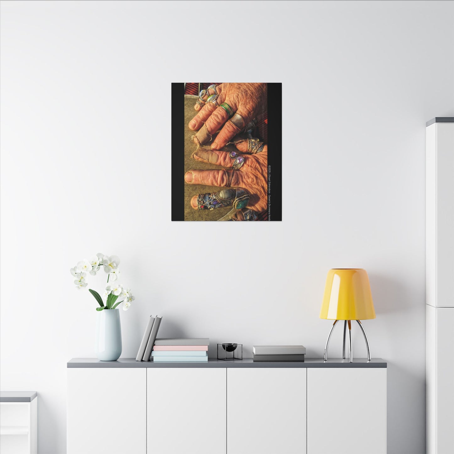 Swamis Vibe Encinitas California JSE Photograph #1253 Swamis Drummer Hands Artistic Canvas Wall Art, Bohemian Home Decor, Unique Gift for Art Lovers, Vibrant Pop Culture Design, Studio Display