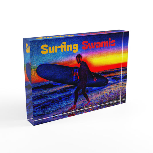 Swamis Vibe Surf and Sunsets 3D Photo Blocks - Surfing Swamis Colorful Surfer Photo Block