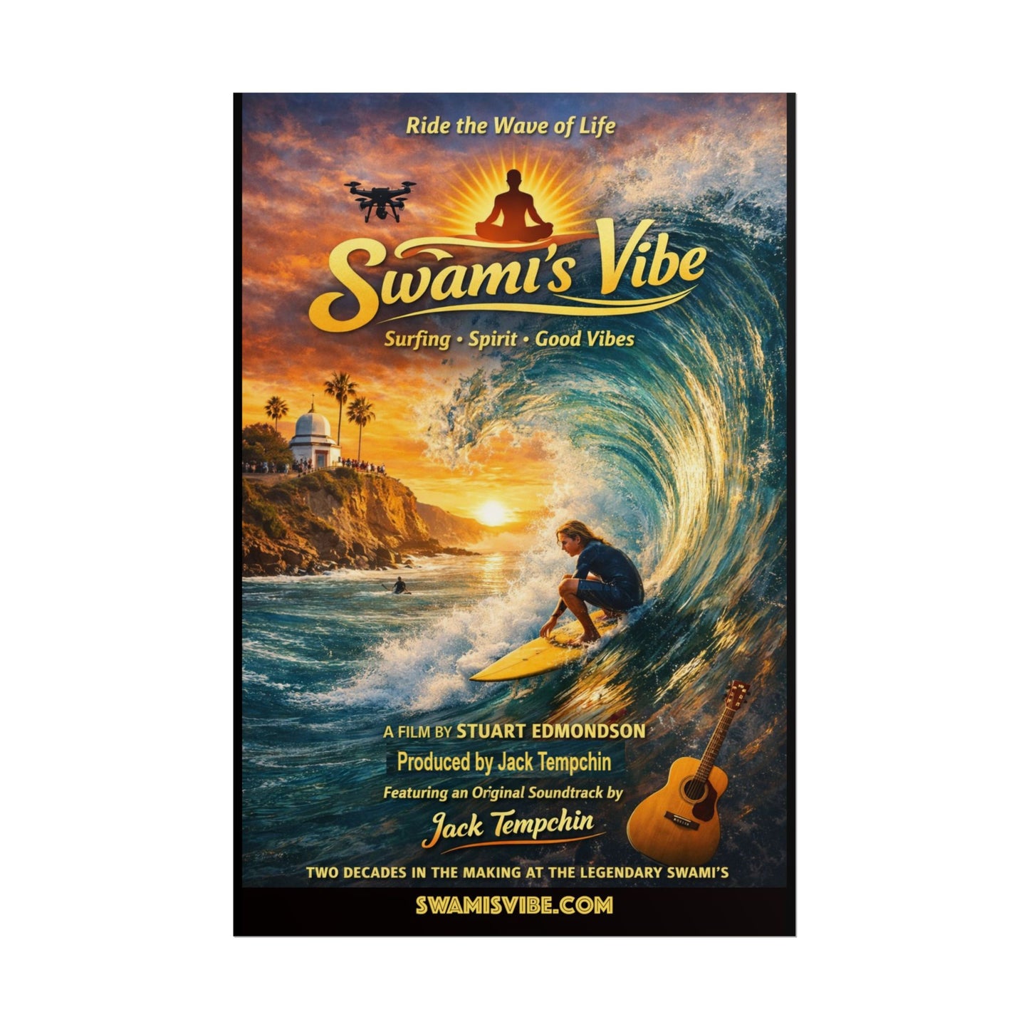 Swamis Sunset Wave Rider Poster – Swamis Vibe Film Sunset Wall Art 20x30 Poster