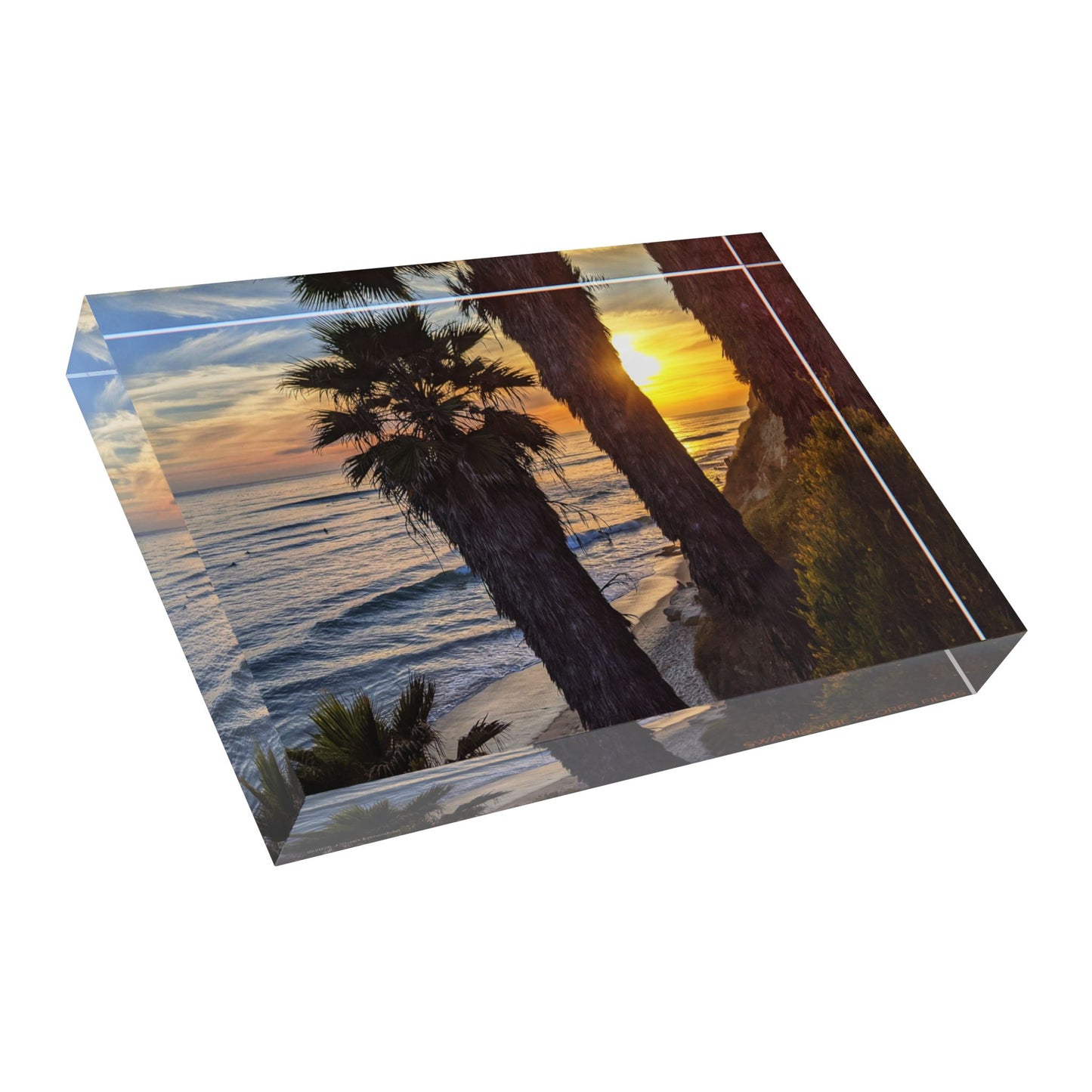 Swamis Vibe Surf and Sunsets 3D Photo Blocks Swamis Palm Tree Surfer Sunset #304 Sunset Photo Block, Coastal Decor, Beach Wall Art, Home Accent, Perfect Gift for Ocean Lovers