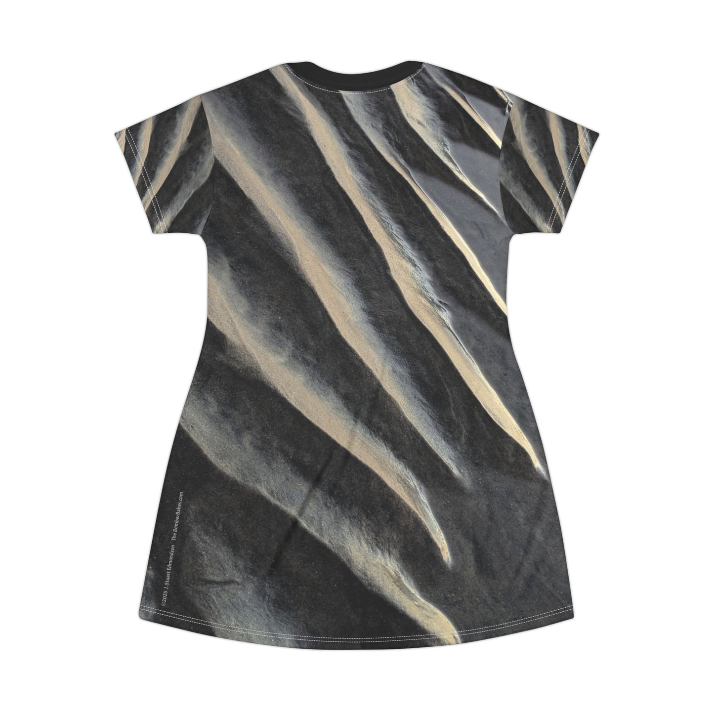 Swamis Vibe Sand Ripple T-Shirt Beach Dress #12. Low Tide Coastal Scenes Artistic Nature T-Shirt Dress Chic Abstract Sand Ripple Dress, Stylish Casual Wear, Unique Art Dress, Summer Fashion, Trendy Outfit for Women, Everyday Comfort