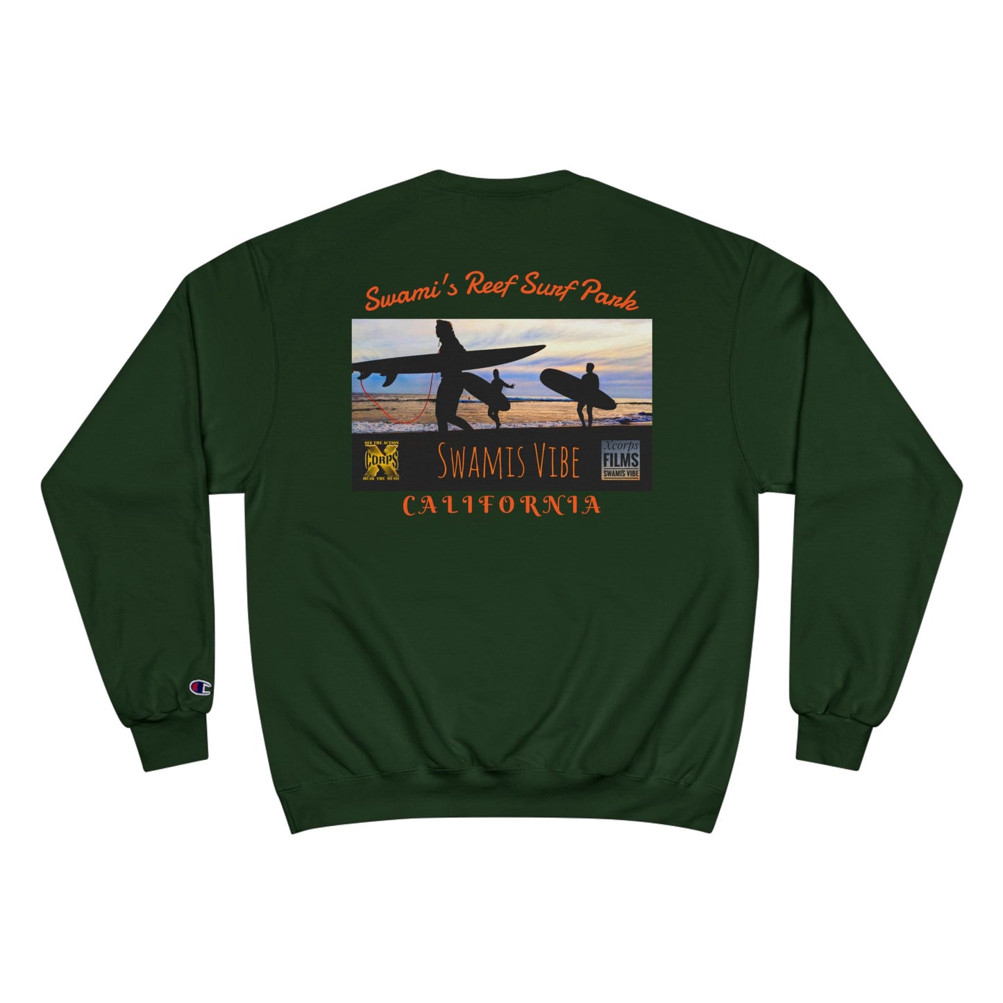 Swamis Vibe Encinitas California JSE Designs #1. Custom Designed Swamis Surf Park Crewneck Unisex Sweatshirt