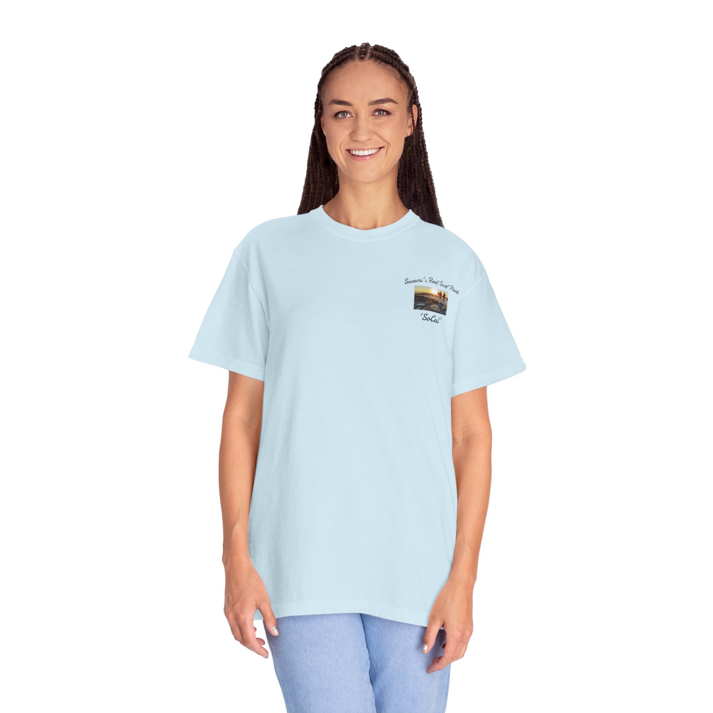 Swamis Vibe Xcorps Films Encinitas California JSE Designs #1241 Swamis Reef Surf Park Unisex T Panorama  Surf-Inspired Unisex T-Shirt, Beach Wear, Vacation Souvenir, Summer Gift, Ocean Lover's Apparel, Surfing Memories Shirt