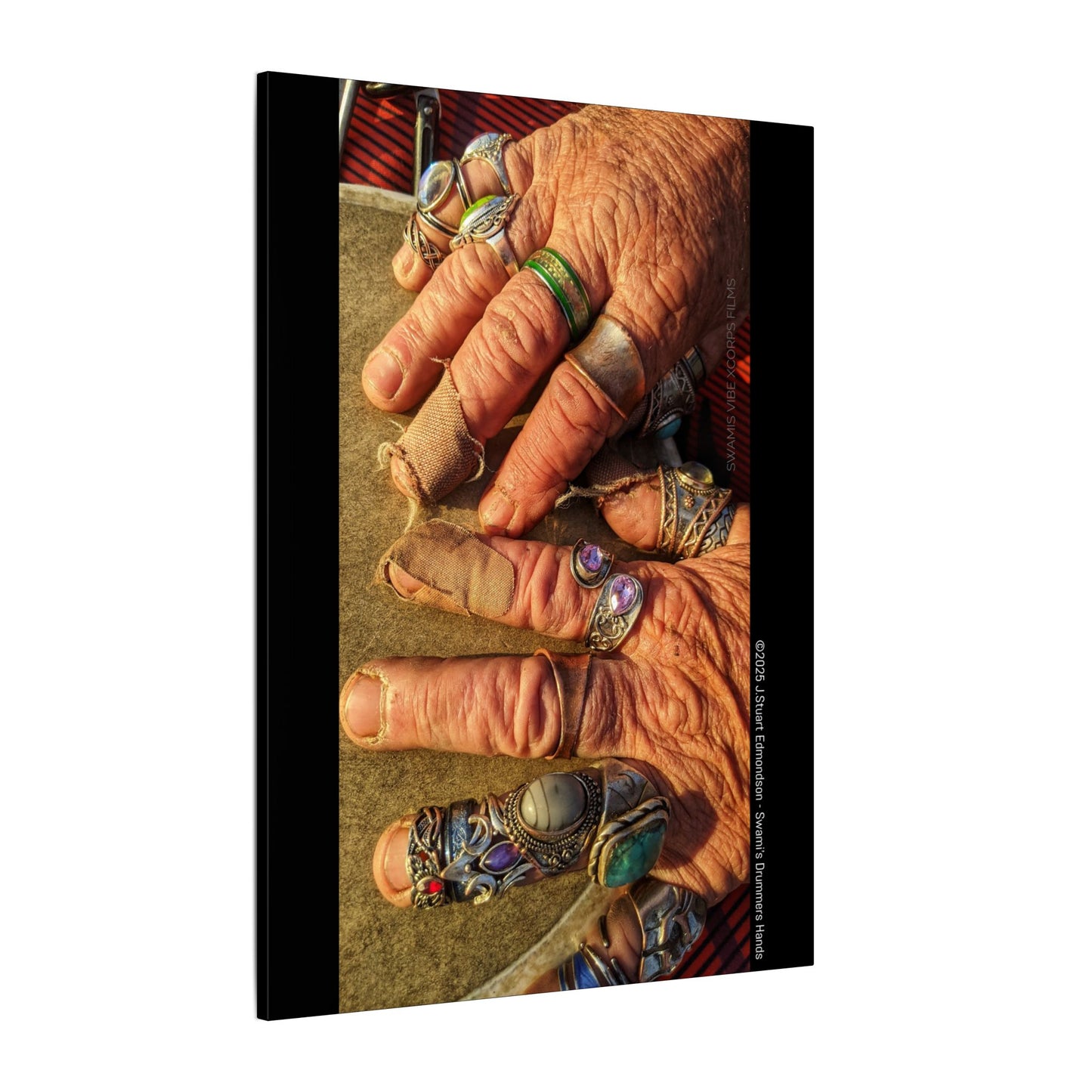 Swamis Vibe Encinitas California JSE Photograph #1253 Swamis Drummer Hands Artistic Canvas Wall Art, Bohemian Home Decor, Unique Gift for Art Lovers, Vibrant Pop Culture Design, Studio Display