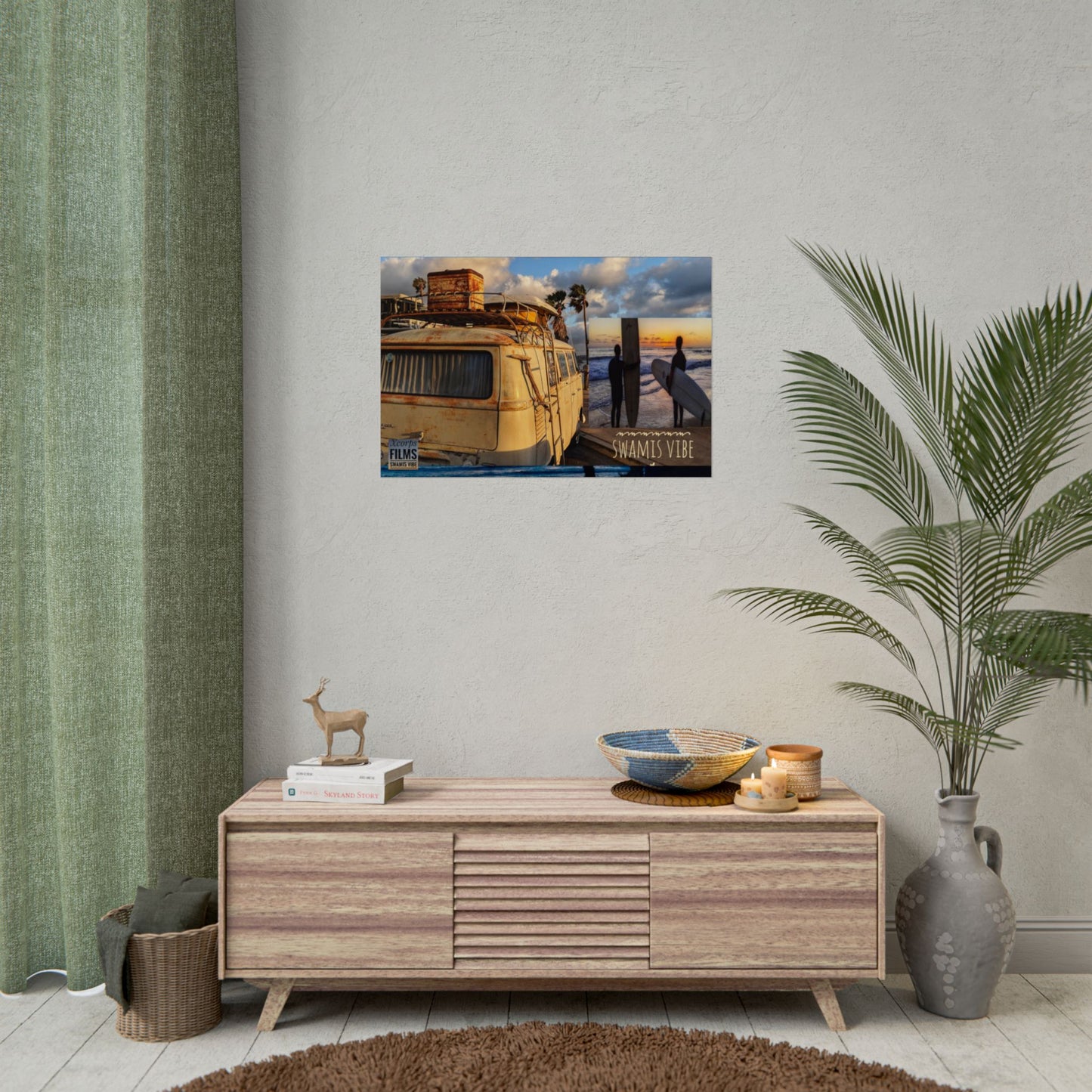 Surf Sunset Poster – Swamis Vibe Vintage Surfer Van Beach Wall Art 20x30 Poster