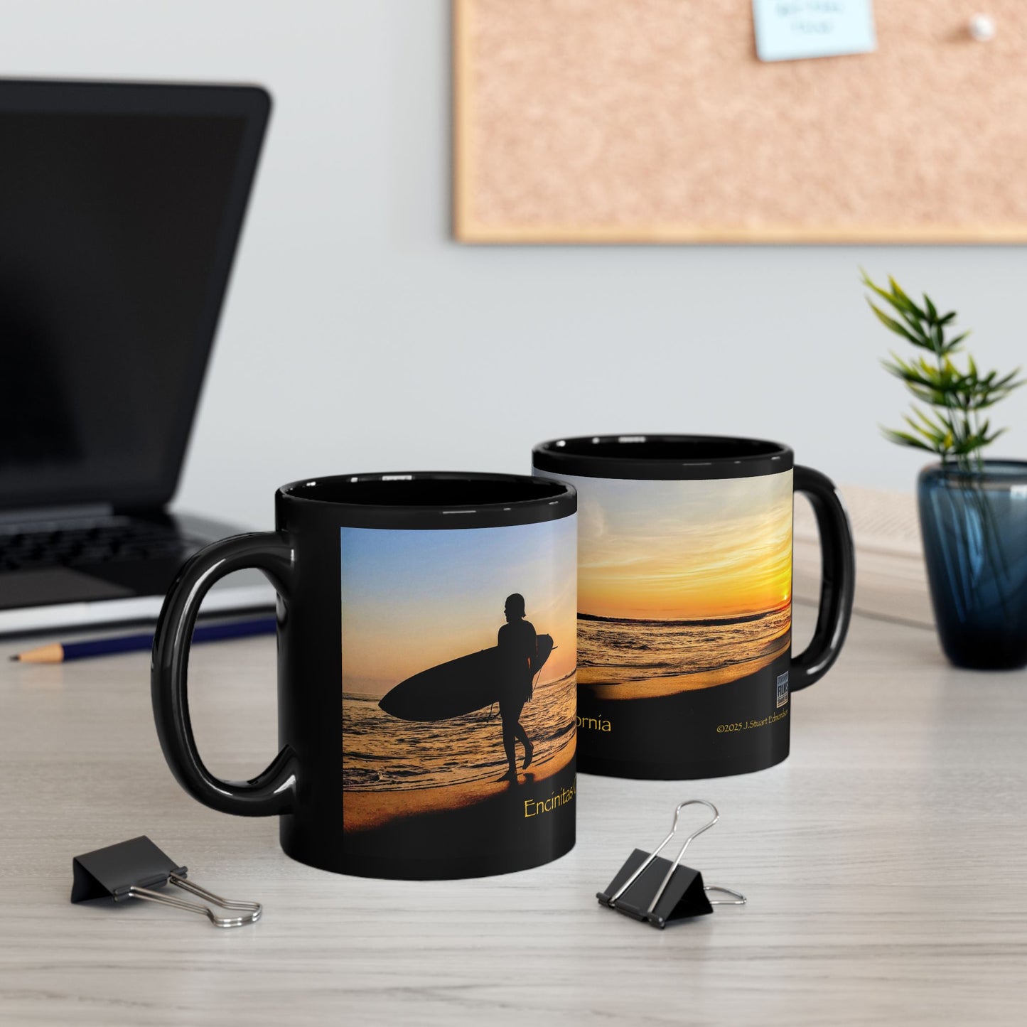Swamis Vibe Encinitas California JSE Designs #3 Swamis Surfer Ceramic Mug Sunset Beach Vibes Mug, Surfing Gift, Coffee Cup, Ocean Lover, Encinitas California Mug, Beach Decor, Gift for Him/Her