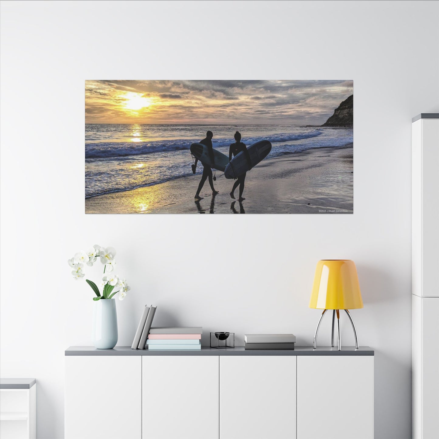 Swamis Vibe Encinitas California JSE Photograph #431 Swamis Silver Sunset Surfers Sunset Surfing Canvas Wall Art | Beach Decor, Ocean Sunset, Surfing Artwork, Home Decor, Gift for Surfers