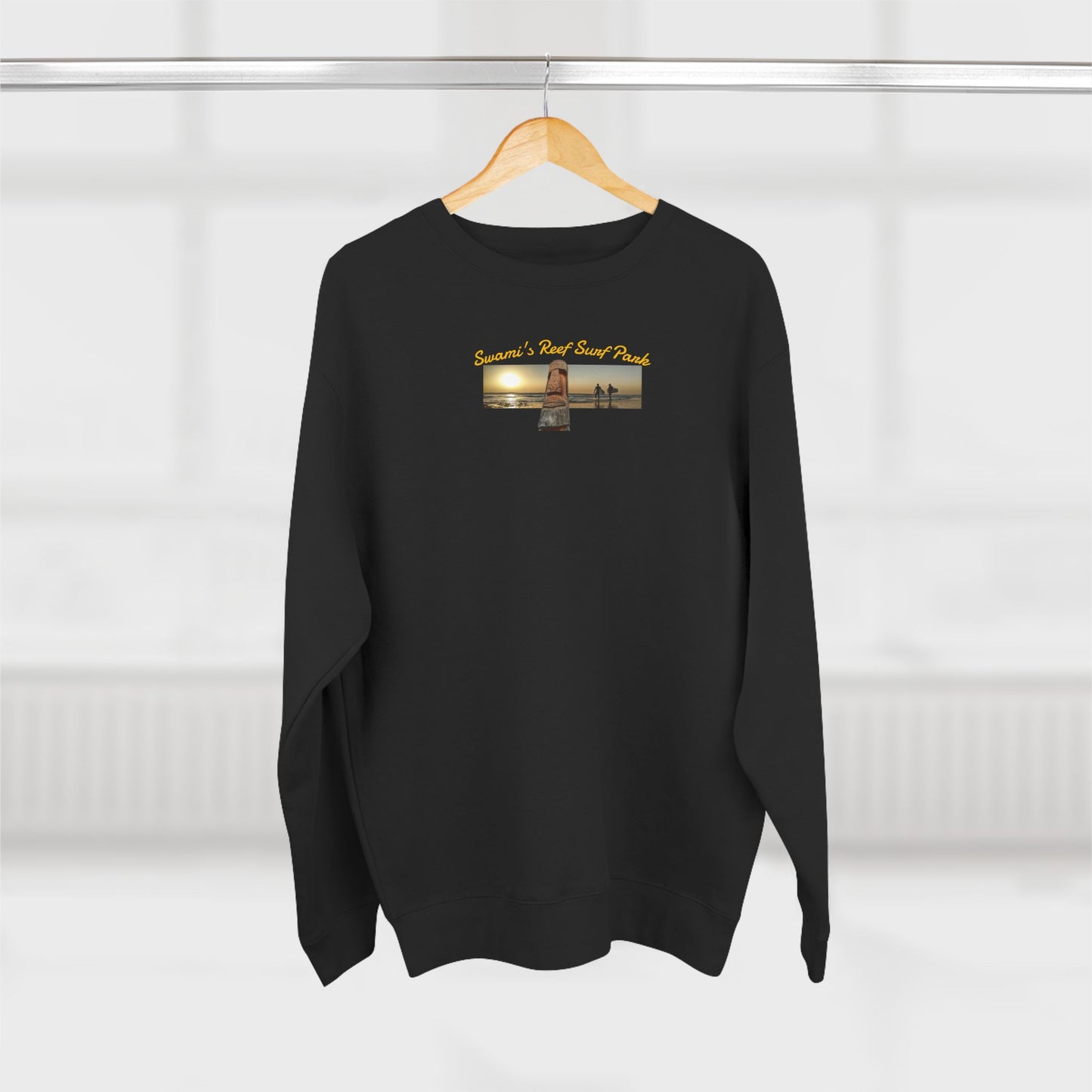 Swamis Vibe Encinitas California JSE Designs #1. Custom Designed Swamis Surf Park Crewneck Unisex Sweatshirt - Beautiful  Surfing Beach Sunset California Coast