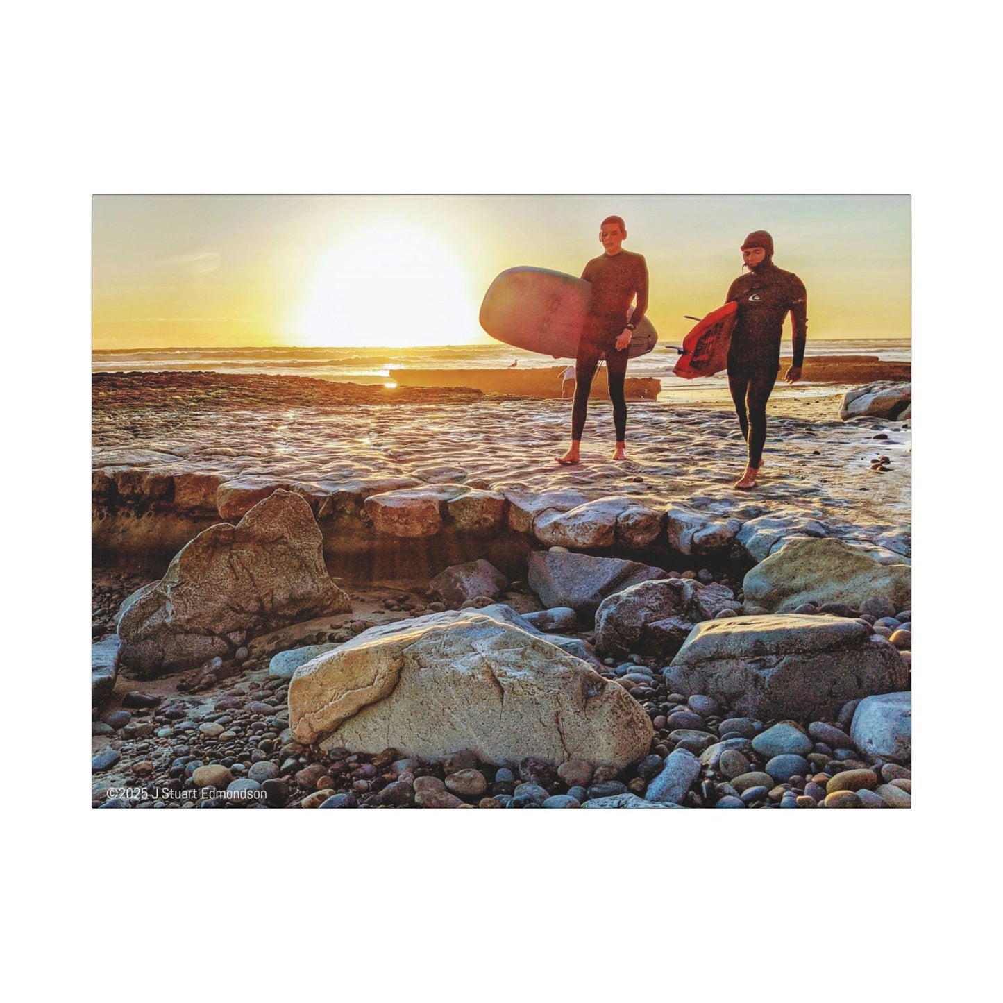 Swamis Vibe Encinitas California JSE Photograph #336 Surfers Walking On Swamis Reef Surfing Sunset Canvas Wall Art, Coastal Decor, Beach Lover Gift, Surf Art, Ocean Vibes, Home Wall Decor