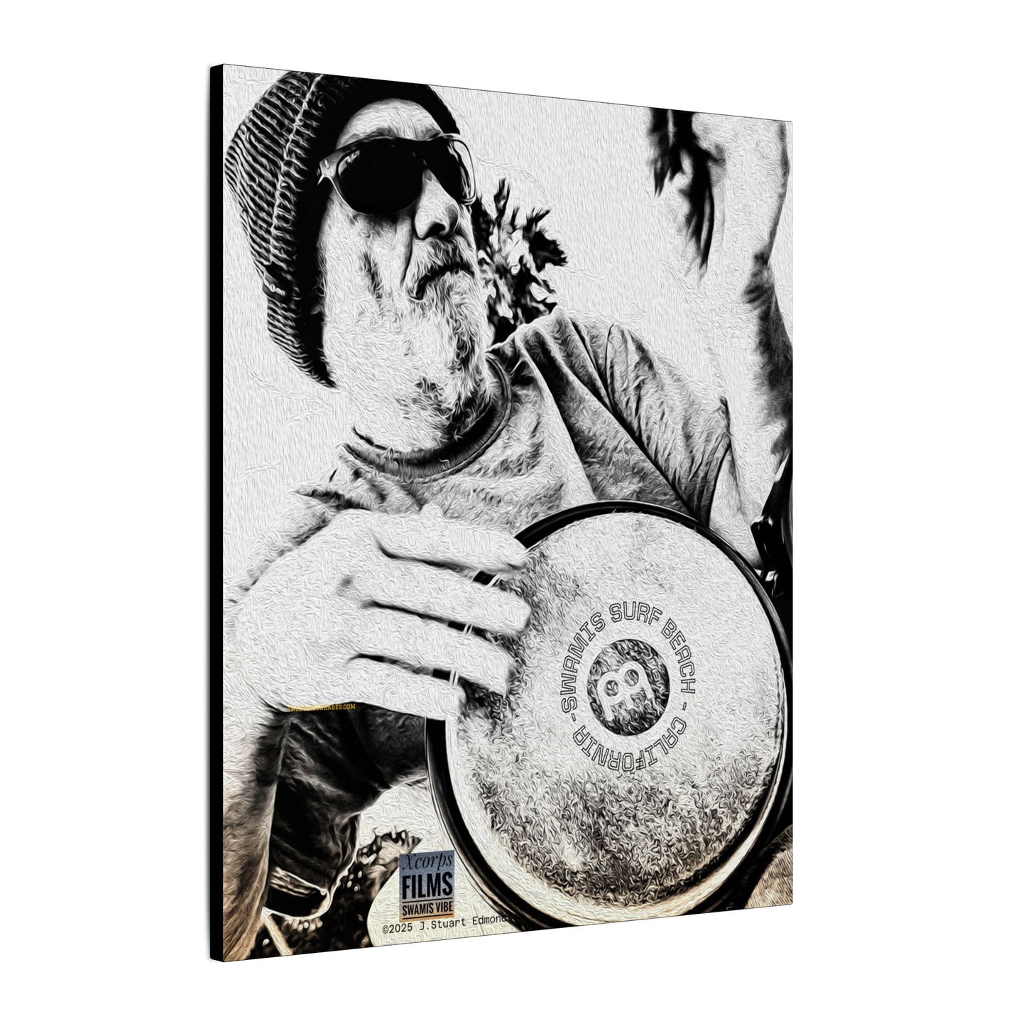 Swamis Vibe Encinitas California JSE Designs #124. Drum Beat Canvas Boxed Photo Prints- San Diego, California Surfing Beach Design, Drummer, Musician