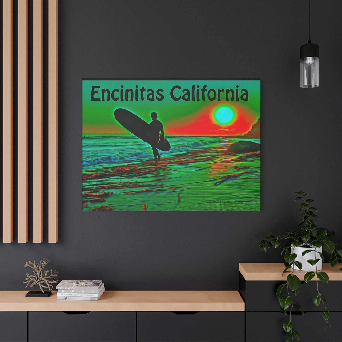 Encinitas California Surf Canvas Art | Coastal Wall Decor, Beach House Gift, Seaside Home Decor, California Art, Surfer Print