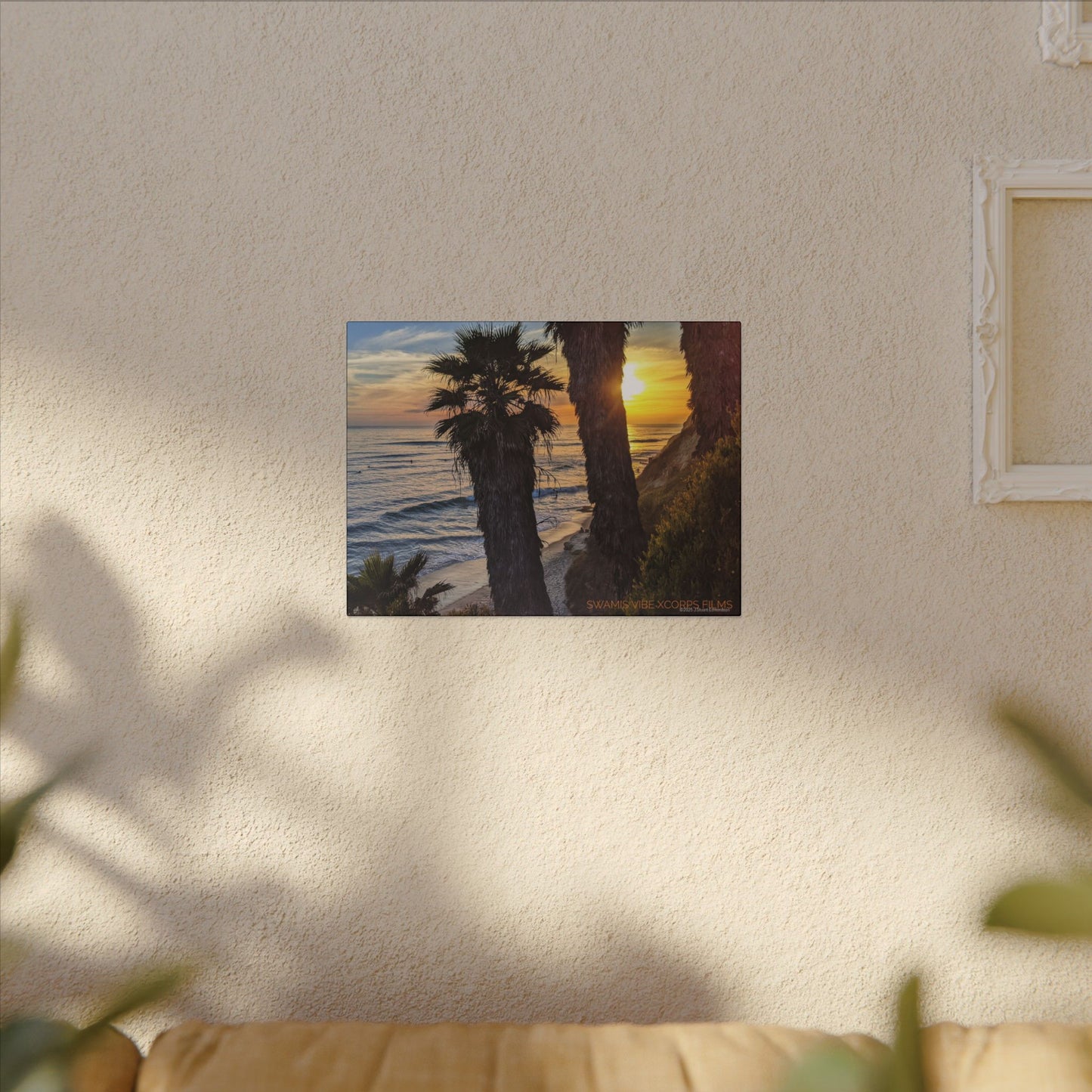 Swamis Vibe Encinitas California JSE Photograph #102 Swamis Sunset Palms and Waves Coastal Sunset Canvas Print, Wall Art, Beach Decor, Home Decor, Nature Wall Art, Tropical Print