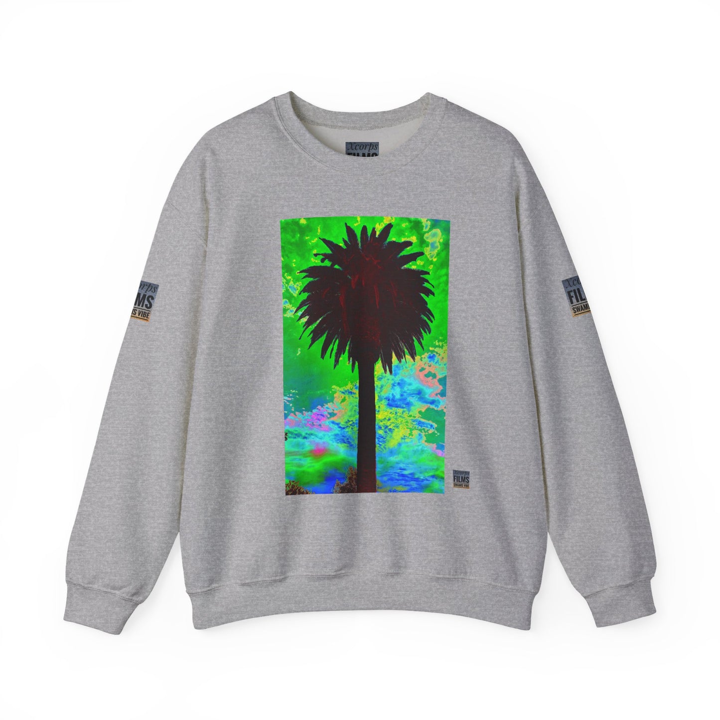 Palm Tree Surf Crewneck Sweatshirt - California Surfing Sunset JSE Surf Photo Designs #12525