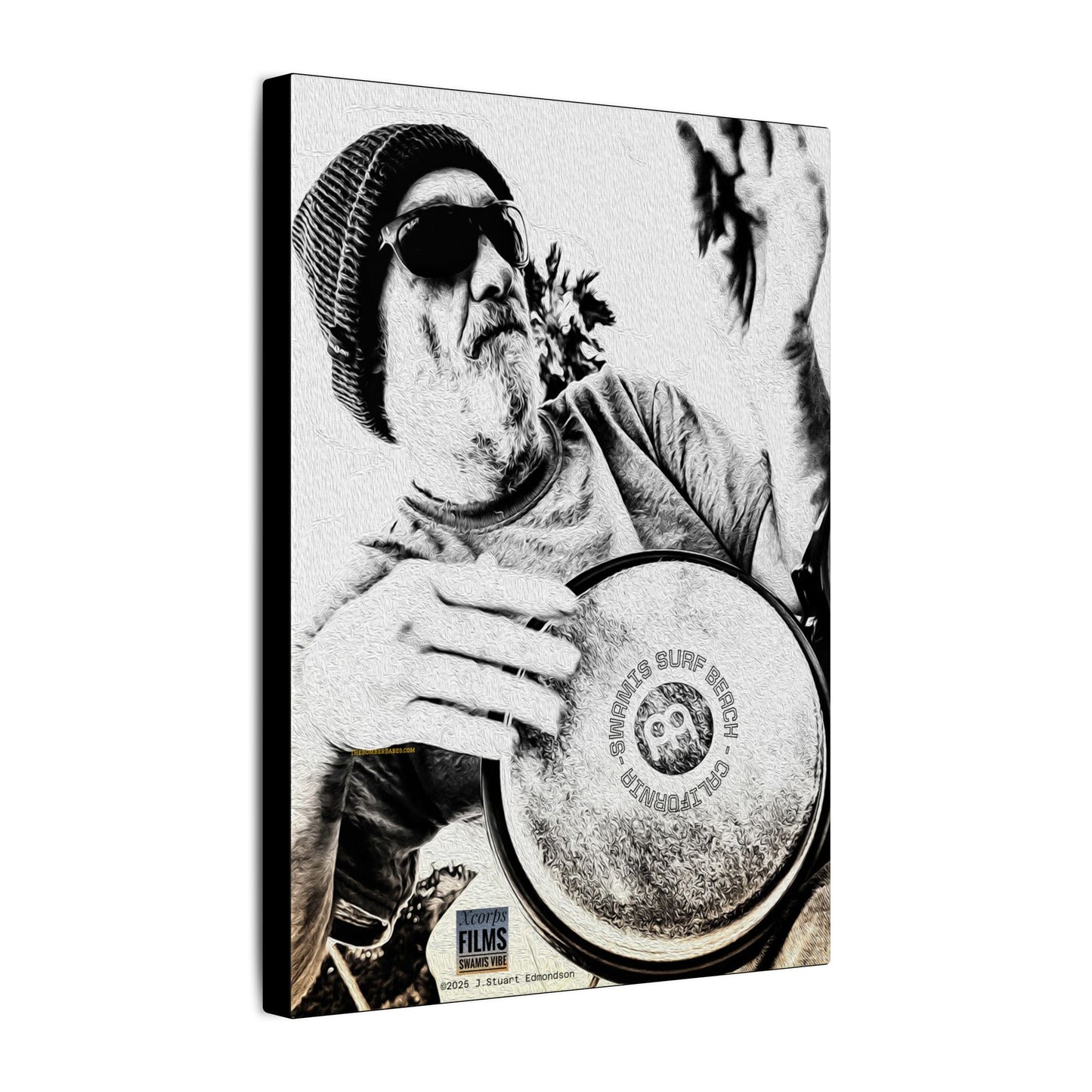 Swamis Vibe Encinitas California JSE Designs #124. Drum Beat Canvas Boxed Photo Prints- San Diego, California Surfing Beach Design, Drummer, Musician