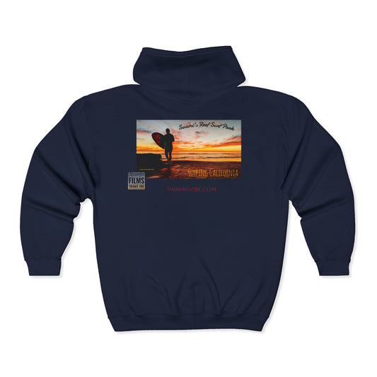 Swamis Vibe Encinitas California JSE Designs custom Hoodie #2 Swamis Beach Vibe California Unisex Full Zip Hoodie with Serene Sky Design, Cozy Sweatshirt, Perfect for Relaxing, Gifting, Everyday Wear, Best for Autumn and Winter